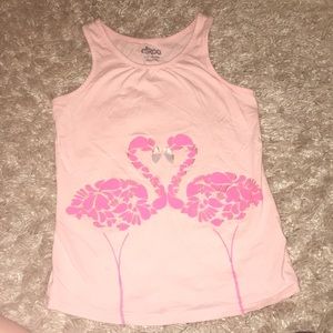Pink sparkly flamingo tank top